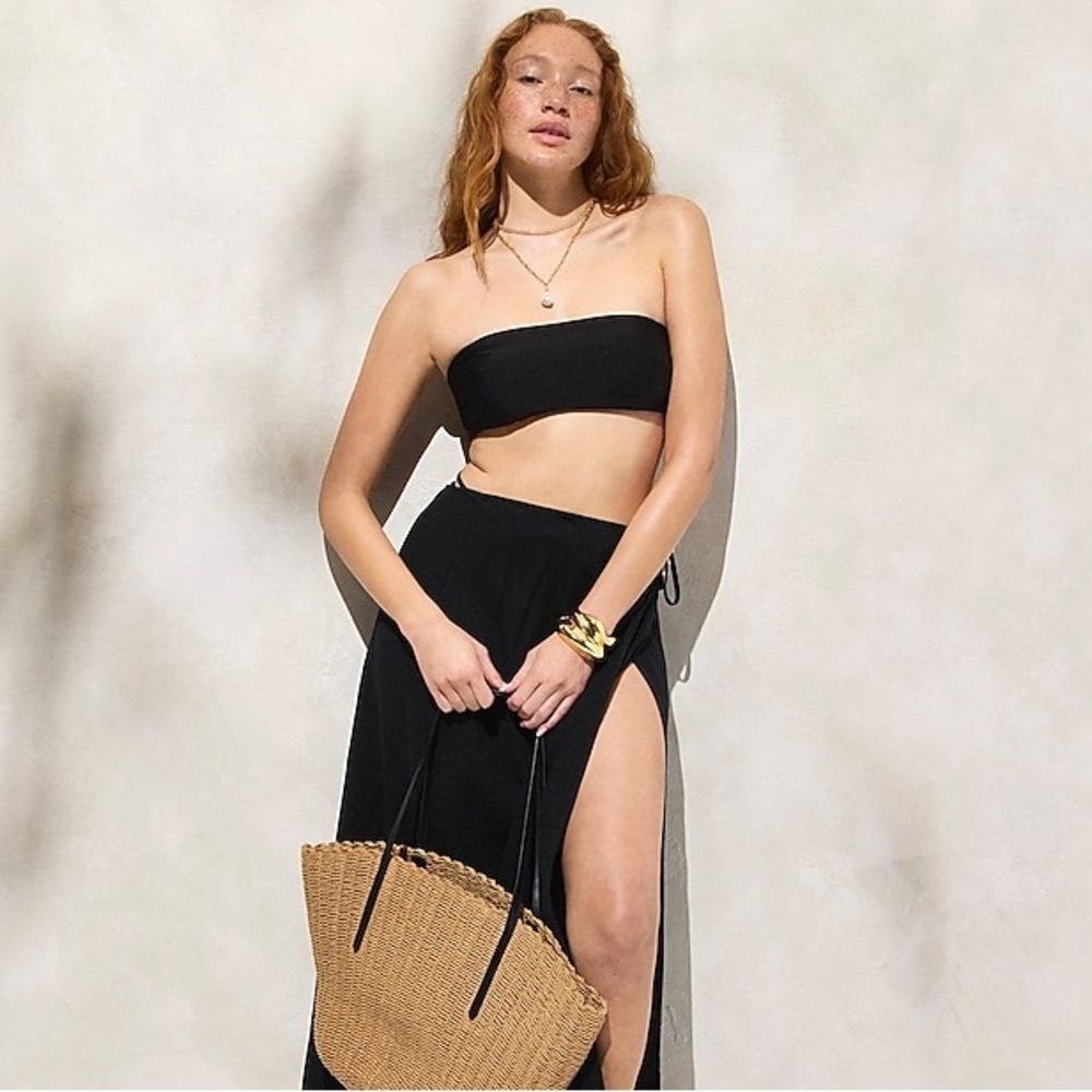 J Crew NWT Bandeau Bikini Top Size XL in Classic Sculpt Black Swimsuit